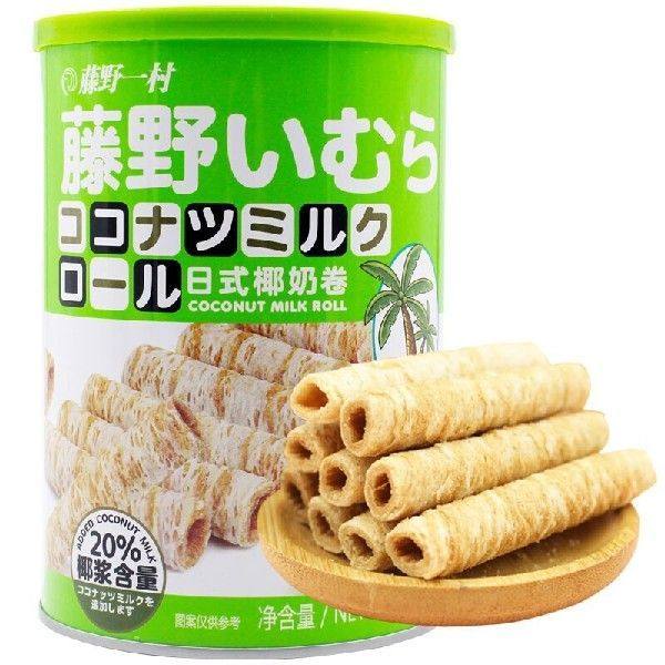 藤野一村 休闲零食 日式椰奶卷 罐装128g
