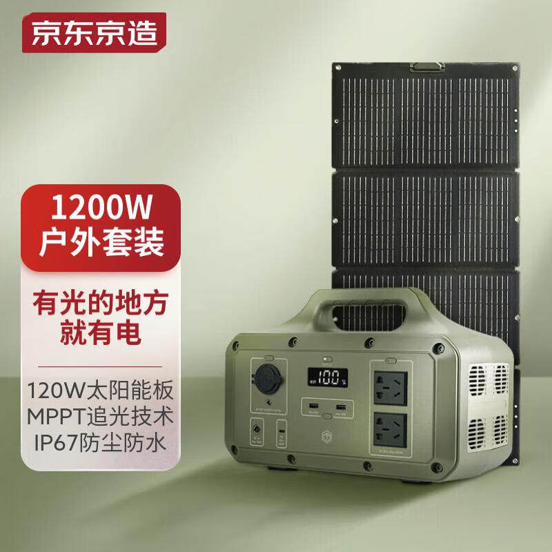 京东京造 1200W户外移动电源+120W大功率太阳能板套装 家用露营户高性价比高么？