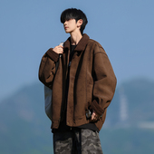 复古风羊羔毛棉衣男加厚宽松翻领外套冬季 啄木鸟大码 美式 保暖棉服