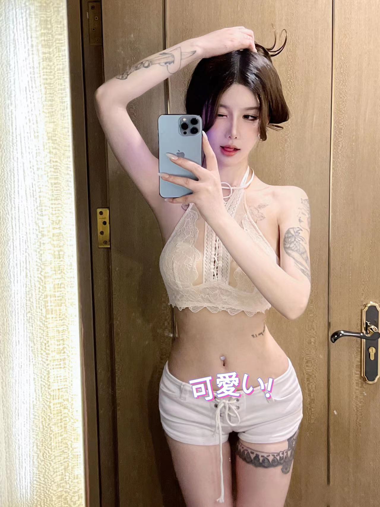 美式辣妹性感低腰绑带牛仔超短裤女2023夏季新款修身显瘦包臀热裤