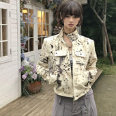 短上衣 甜酷百搭长袖 美式 辣妹复古豹纹翻领夹克外套女2025秋冬新款