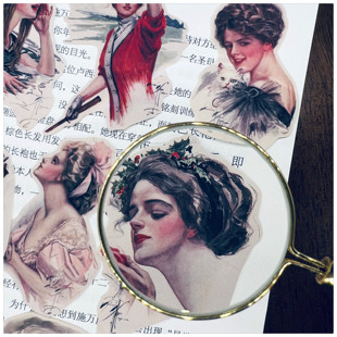 vintage手帐装饰 TN复古 费舍尔女孩16枚 和纸手账贴纸 25包邮
