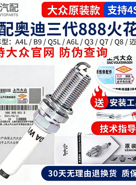 适配奥迪A4L B9 Q5L A6L Q3 Q7 Q8 迈腾 CC三代888火花塞原装
