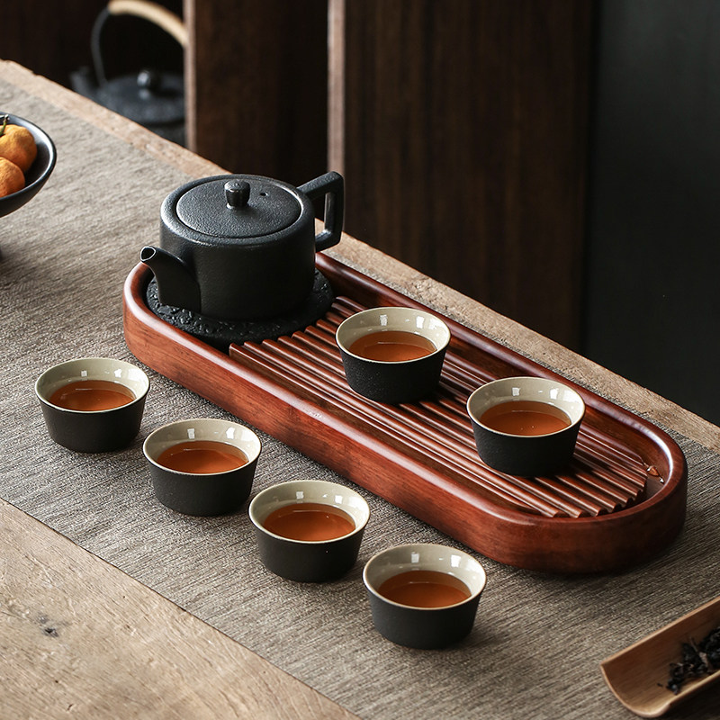 重竹排水式茶盘家用现代功夫茶具茶海小号托盘吸水壶承干泡茶台pj