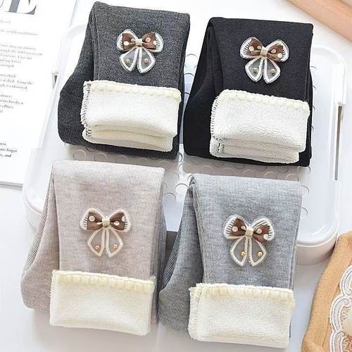 女童冬季加绒加厚打底裤儿童修身保暖长裤女孩人棉外穿长裤