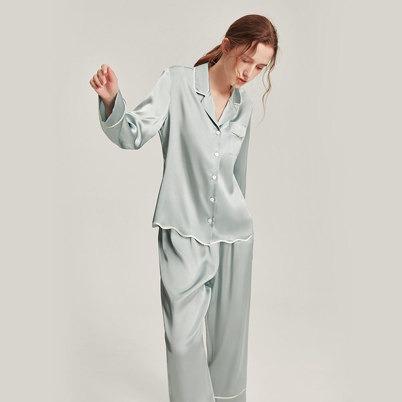 2024年春夏新款真丝睡衣女夏季家居服长袖100%桑蚕丝高级感两件套