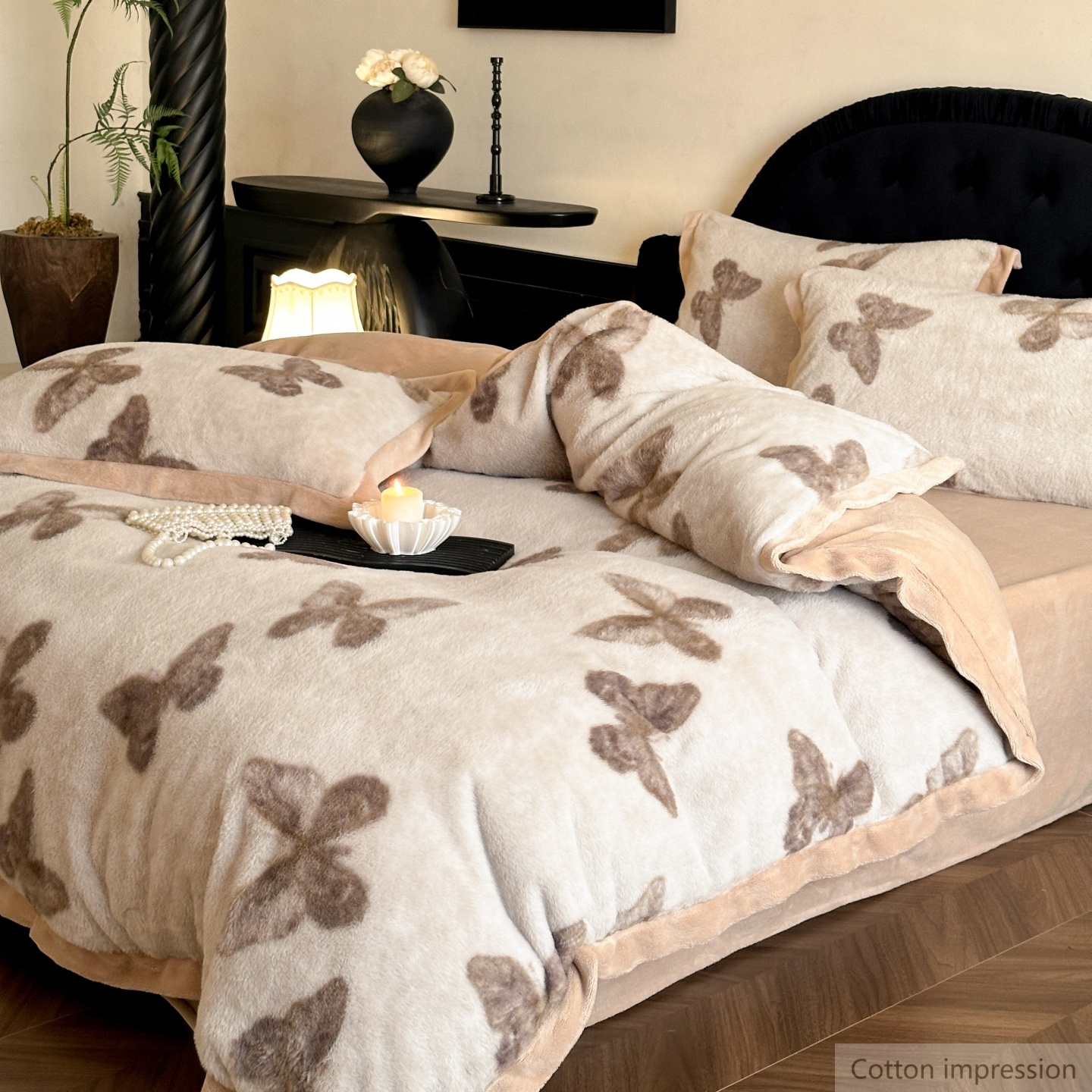 秋冬保暖加厚牛奶绒印花四件套