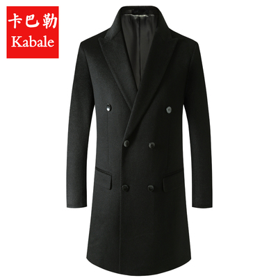 纳勒汉男装中青年中长款西装领高端羊毛呢子大衣羊绒厚外套秋风衣