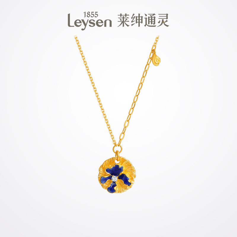 【商场同款】莱绅通灵 ART系列鸢尾999足金黄金钻石项链