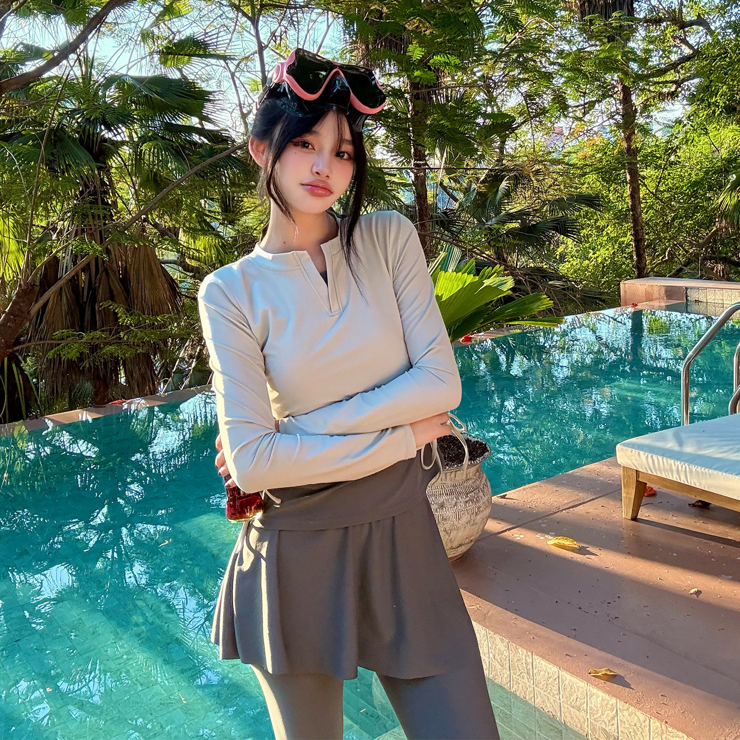 分体泳衣女保守2026新款长袖长裤高级感女士遮肚显瘦海边度假泳装