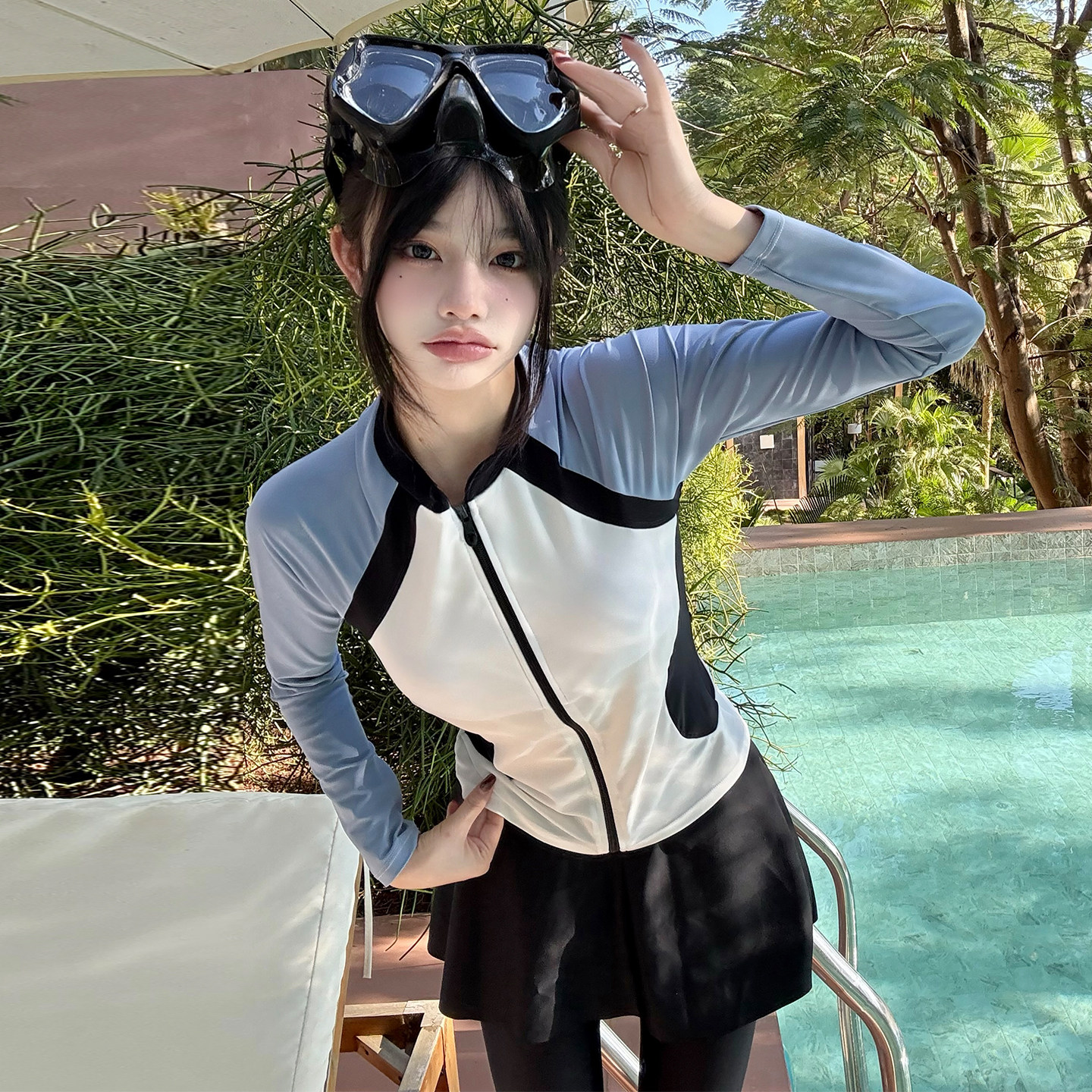 分体式泳衣女保守长袖长裤2026新款高级感遮肚显瘦海边度假泳装女