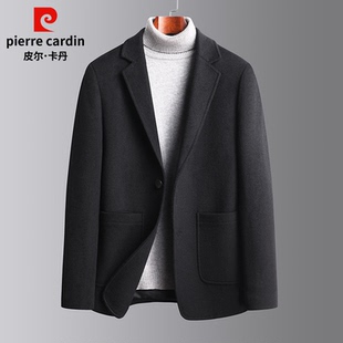皮尔卡丹羊毛呢子大衣男士秋冬新款羊绒西装高级感休闲小西服外套