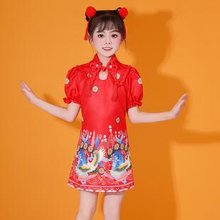 日开场舞民族服装 中国舞蹈服打鼓表演服元 旦喜庆演出服灯火里 元