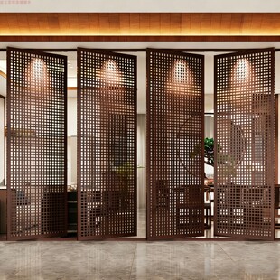 实木门推拉门木屋定制屏风木格栅门原木折叠门平开小院房门隔断门