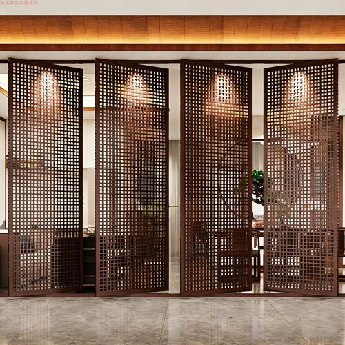 实木推拉门木屋定制中轴旋转格栅门原木折叠门平开小院房门隔断门 - 封面