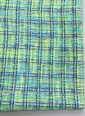 意产进口 绿色手工编织小香风粗花呢 服装面料布料新款