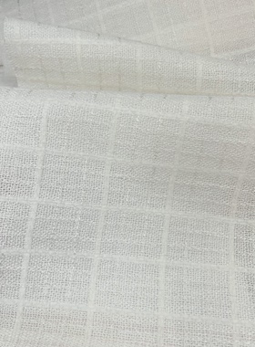 小香风布料 春夏新品 乳白色格子名媛时尚编织混纺粗花呢服装面料