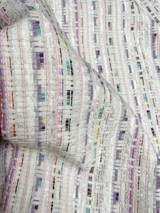 小香风布料 春夏薄款 马龙系列 彩色手工编织混纺粗花呢服装面料