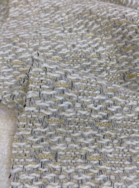 小香风布料 秋季 灰色金羊毛时尚编织混纺粗花呢服装面料