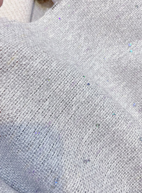 小香风布料春夏薄  灰色银丝 手工编织混纺粗花呢服装面料