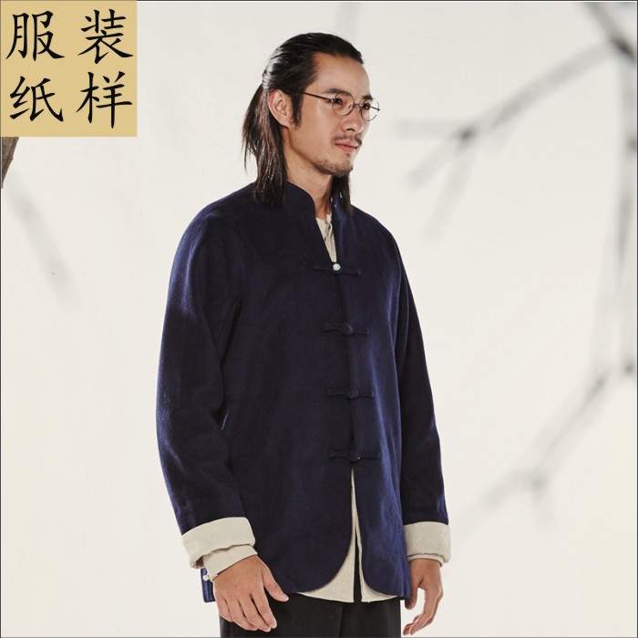 男女同款唐装样板1比1缝纫牛皮纸版 中式款式休闲外套情侣装纸样