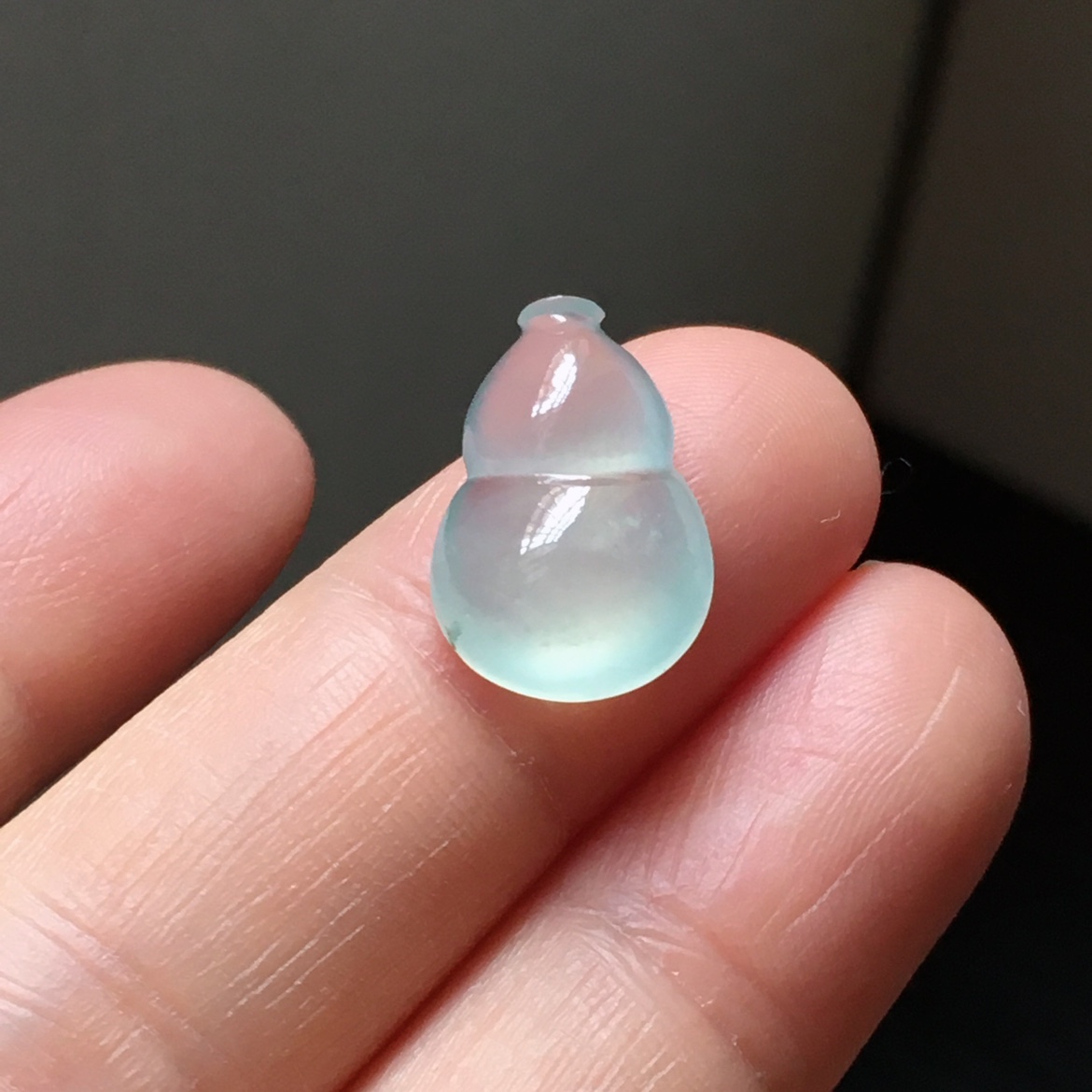 阳吉翡翠揭阳工淡色冰葫芦裸石15毫米戒面 福禄寿小坠料 缅甸冰料