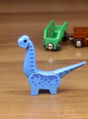 正品散货 BRIO浅蓝色恐龙 送小车 兼容HAPE木质轨道 微瑕