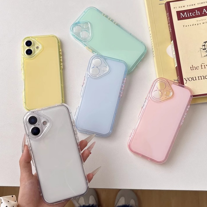 ins糖果色适用苹果16Promax手机壳iPhone15Pro凹槽壳diy滴胶13/14新款14Pro防摔全包软边硬壳简约夏天多巴胺