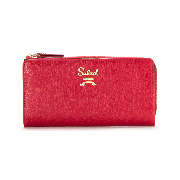 salad正品代购新款00155牛皮简约时尚纯色长款拉链女包多卡位钱包