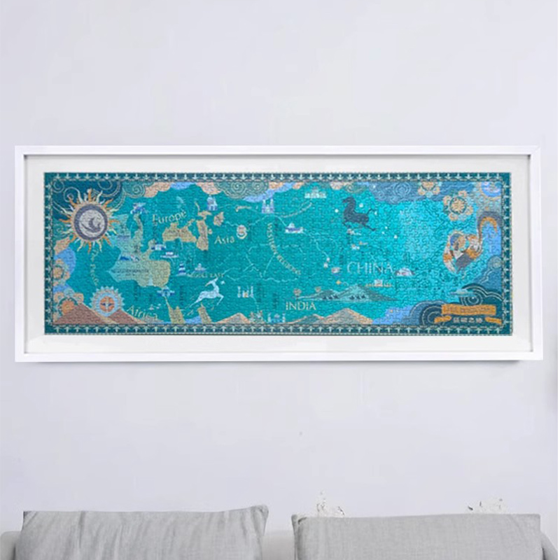 丝绸之路拼图框90*30挂墙1000片简约现代实木相框细长裱专用画框