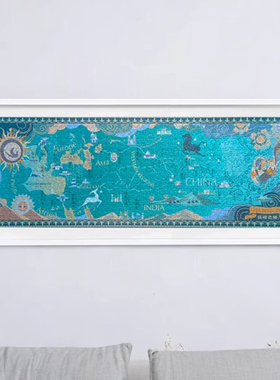 丝绸之路拼图框90*30挂墙1000片简约现代实木相框细长裱专用画框