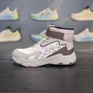 李宁2024冬季 YKCU186 男女大童加绒保暖反光减震回弹高帮休闲鞋