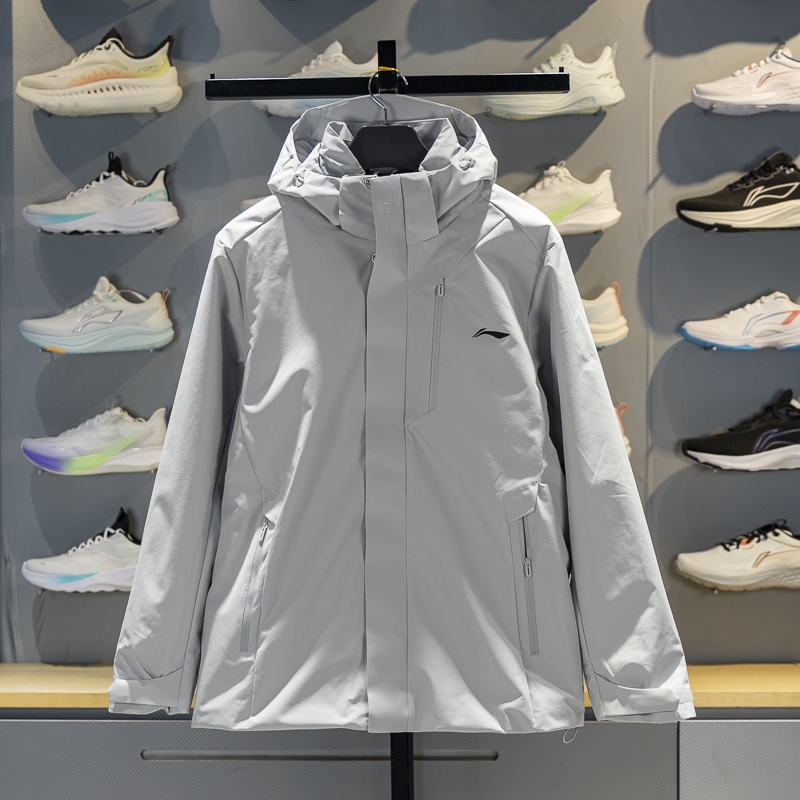 李宁男子连帽防泼水运动风衣