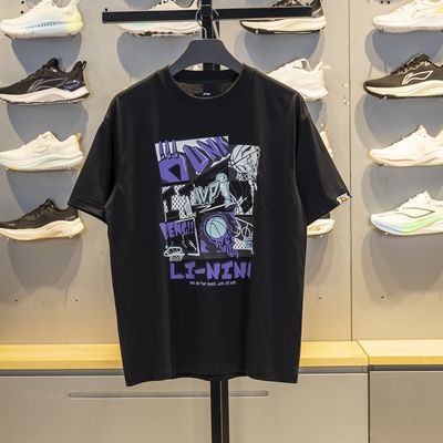 李宁短袖男子印花短袖T恤