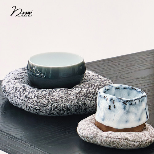 慕布卡MOBUKIA轻奢新中式圆形夹棉杯垫侘寂风茶具餐桌防滑隔热垫