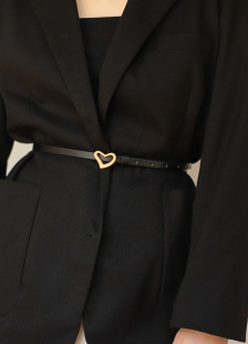 BluebluesSky小众设计头层牛皮复古爱心腰带女士真皮百搭简约腰封