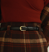 Blueblues 小众设计复古质感马鞍扣头层牛皮皮带腰带腰封 sky