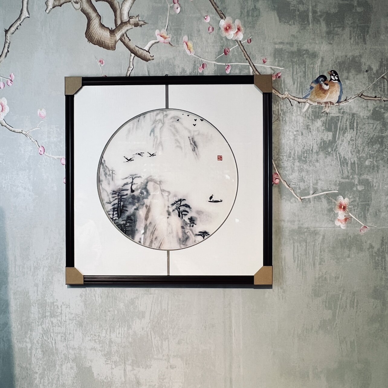 新中式中国风水墨山水画苏绣单面绣精品挂画客厅卧室玄关书房
