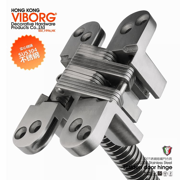 v域堡 暗藏十字铰链合页 家装酒店带自闭隐藏门304不锈钢精铸