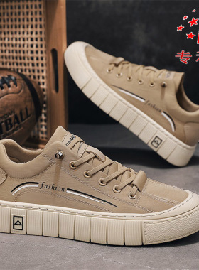 一脚蹬男鞋秋季透气防臭黑色工作休闲鞋男士厚底防滑运动帆布板鞋
