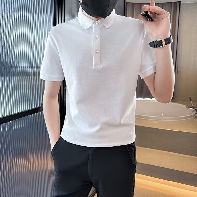 白色简约短袖polo衫男装2026夏季韩版潮牌高级感休闲百搭半袖上衣