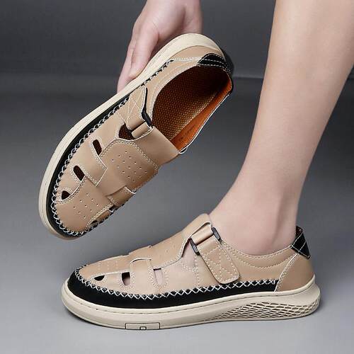 2026男士凉鞋夏季外穿沙滩鞋时尚潮流舒适手工鞋透气防滑镂空凉鞋