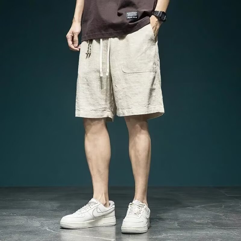 短裤男秋季薄款直筒宽松工装裤男生时尚休闲五分裤纯色运动裤子