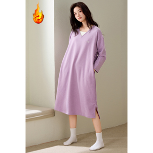 睡裙女款秋冬季2025新款中长款保暖甜美睡衣家居服加羊毛绒加厚