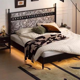 米1.5米床定制 布艺1.8 实木床卧室套组床床头柜斗柜组合法式 美式
