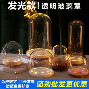 永生花小王子玫瑰玻璃罩展示盒楚发光工艺品摆件防尘罩手办盲盒罩