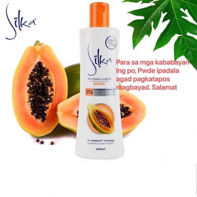 Available silka whitening lotion papaya SPF6 body lightening