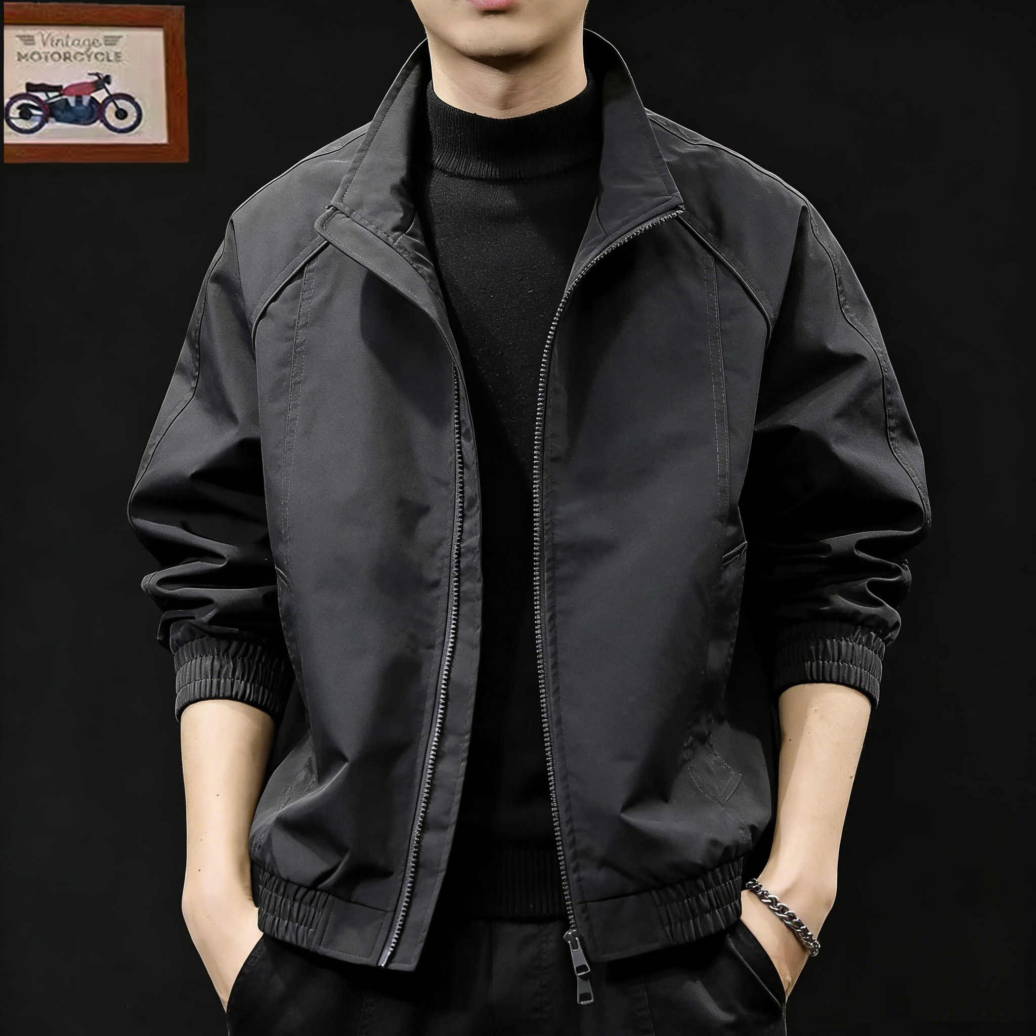 春季cleanfit美式复古短款机能风夹克男宽松立领工装外套复古上衣