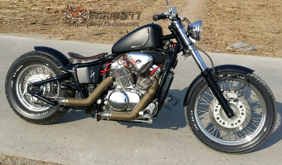 适用于本田铁马bobber 铁马400改装复古排气管马蹄声直排带消音