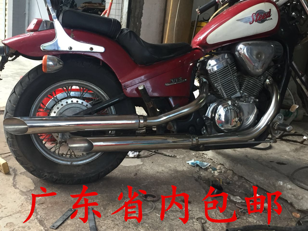 适用于本田铁马steed vlx400/600改装哈雷风马蹄声直排复古排气管